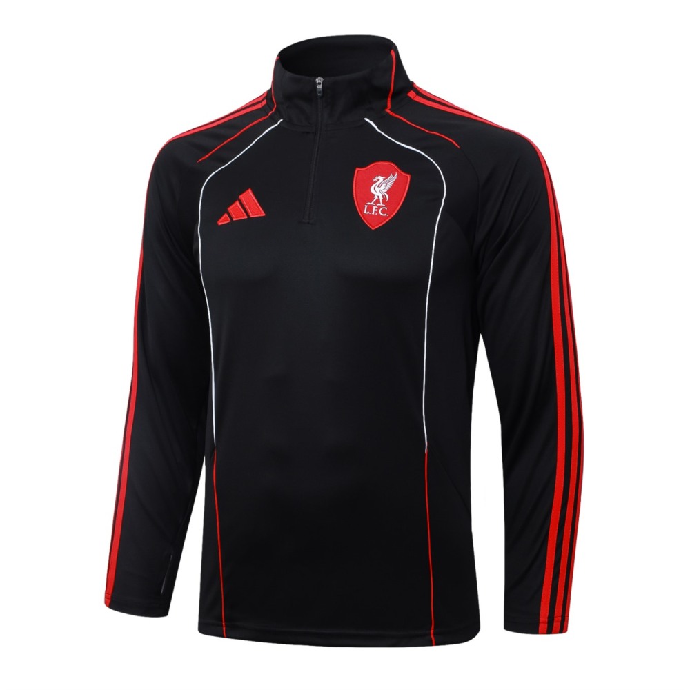 202526 Liverpool Black Long-sleeved half-pull training kit Football team kit