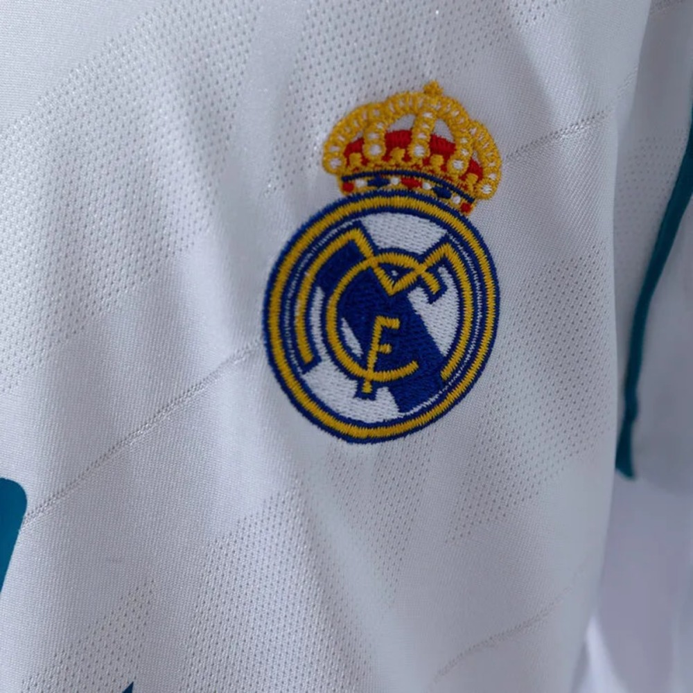 Retro Real Madrid 2017/18 Home Kid Kits Long Sleeve 16-28