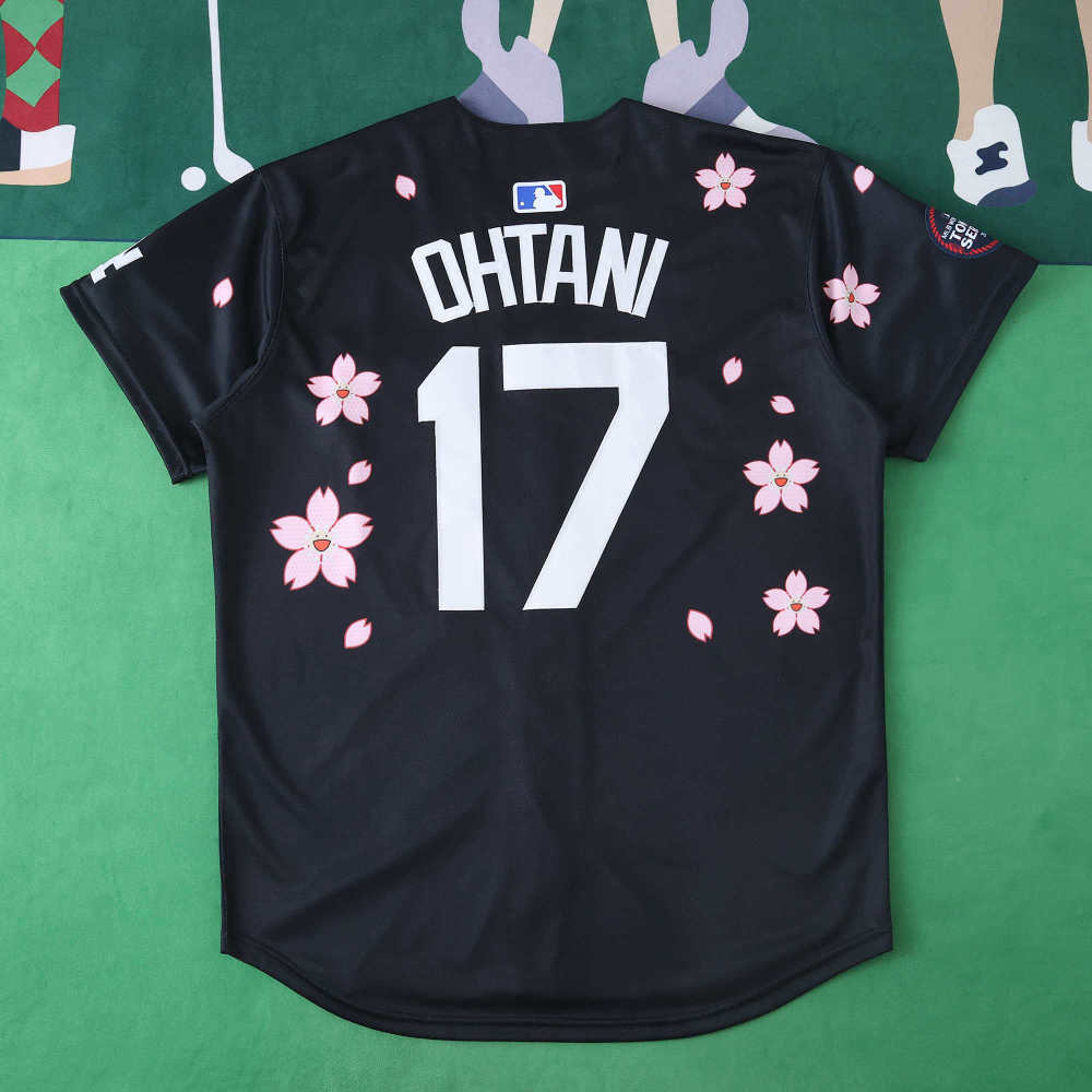 MLB LosAngeles Dodgers Black Jesrey Flower Edition OHTANI #17