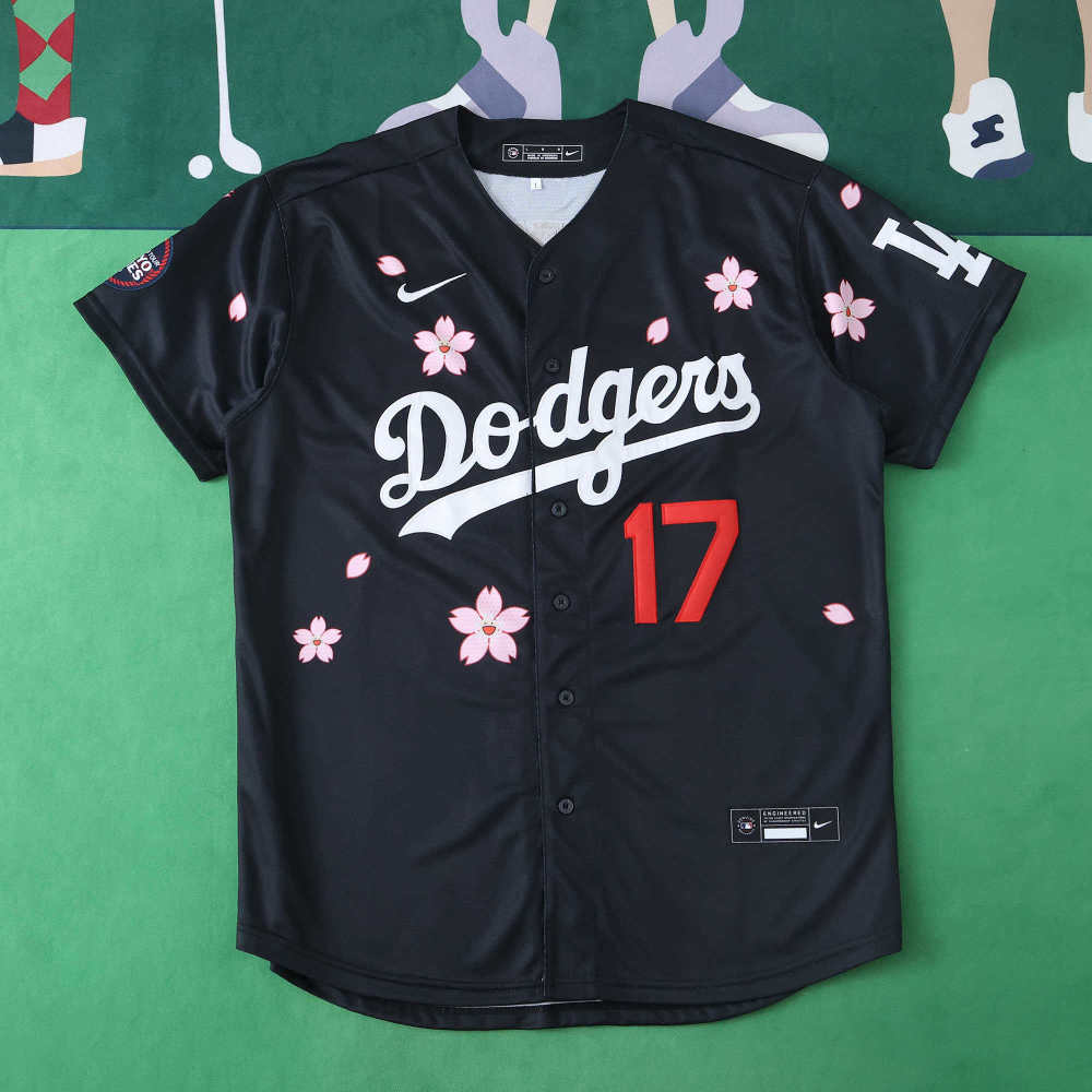MLB LosAngeles Dodgers Black Jesrey Flower Edition OHTANI #17