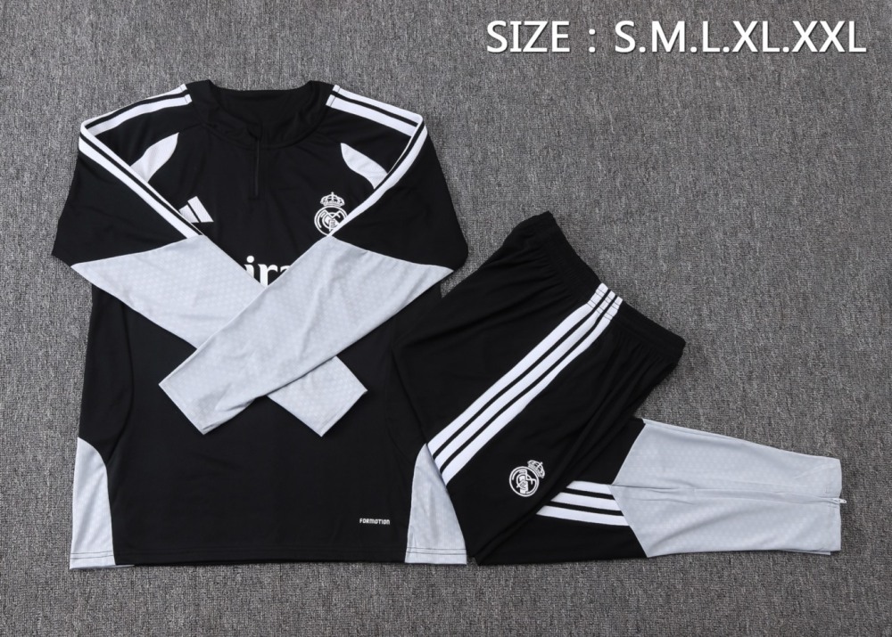 2026 Real Madrid Black Long-sleeved half-pull training kit
