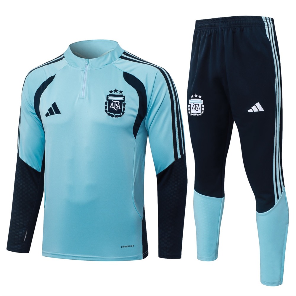 2026 Argentina Sky Blue Long-sleeved half-pull training kit