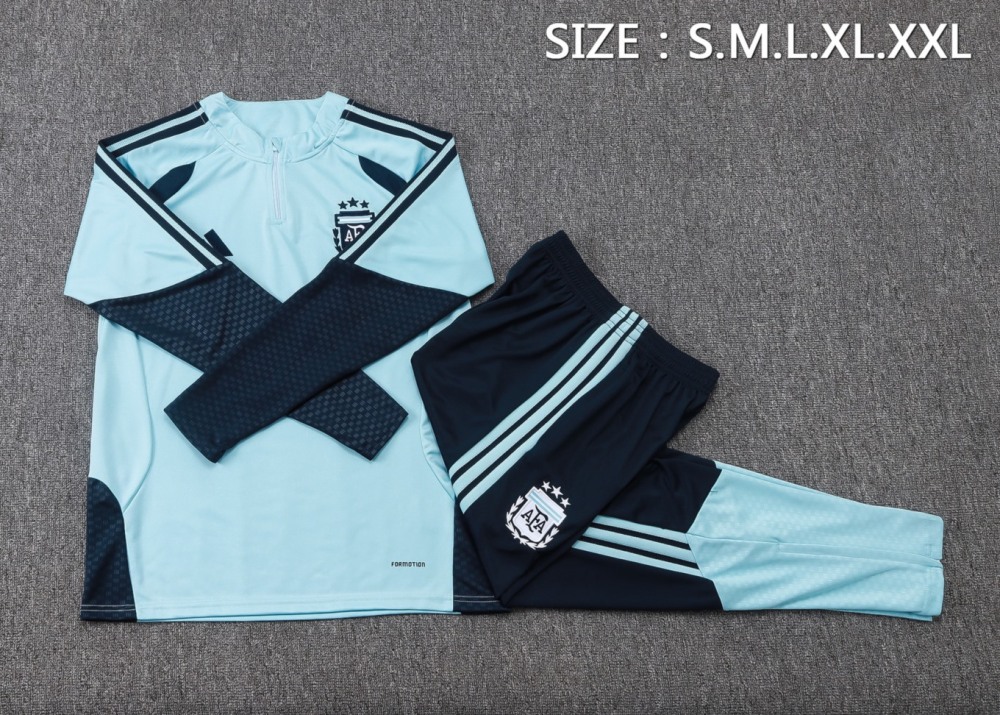 2026 Argentina Sky Blue Long-sleeved half-pull training kit