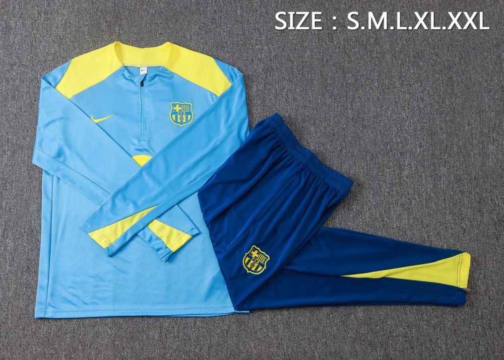 2026 Barcelona Light blue Long-sleeved half-pull training kit