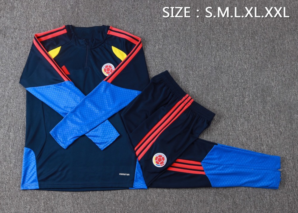 2026 Colombia Royal blue Long-sleeved half-pull training kit