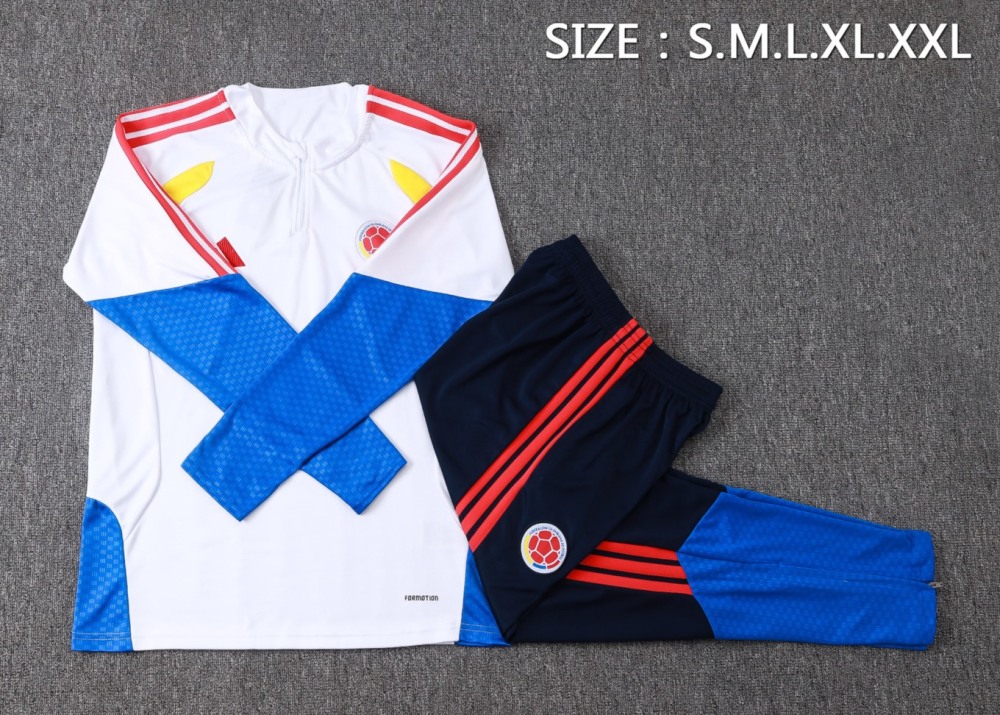 2026 Colombia White Long-sleeved half-pull training kit