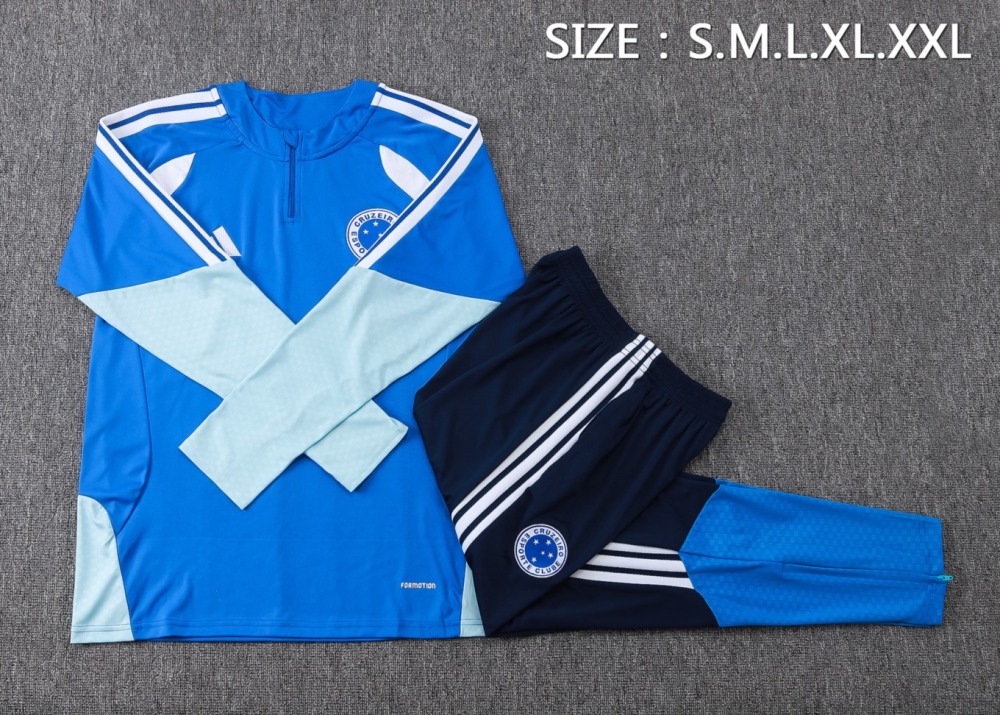 2026 Cruzeiro Violet blue Long-sleeved half-pull training kit