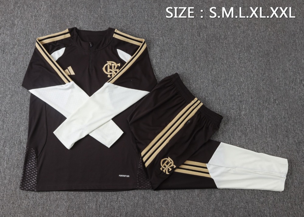 2026 Flamengo Dark brown Long-sleeved half-pull training kit