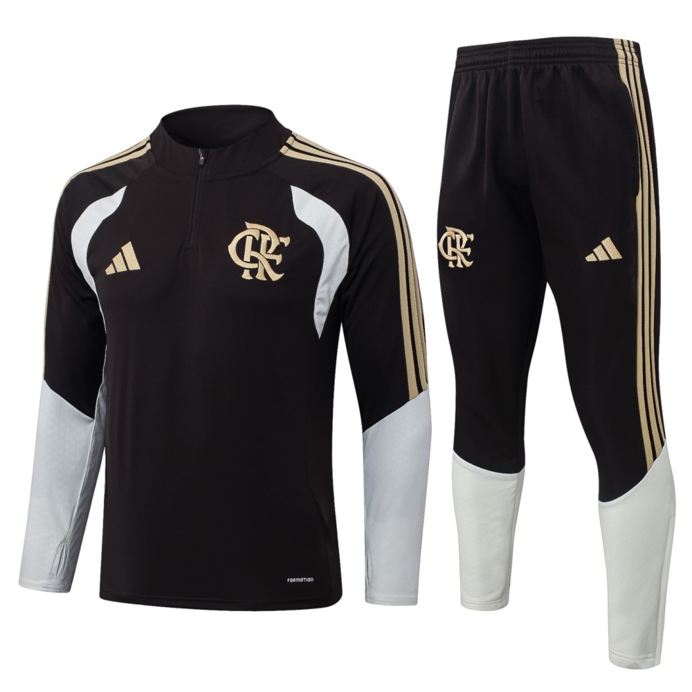 2026 Flamengo Dark brown Long-sleeved half-pull training kit