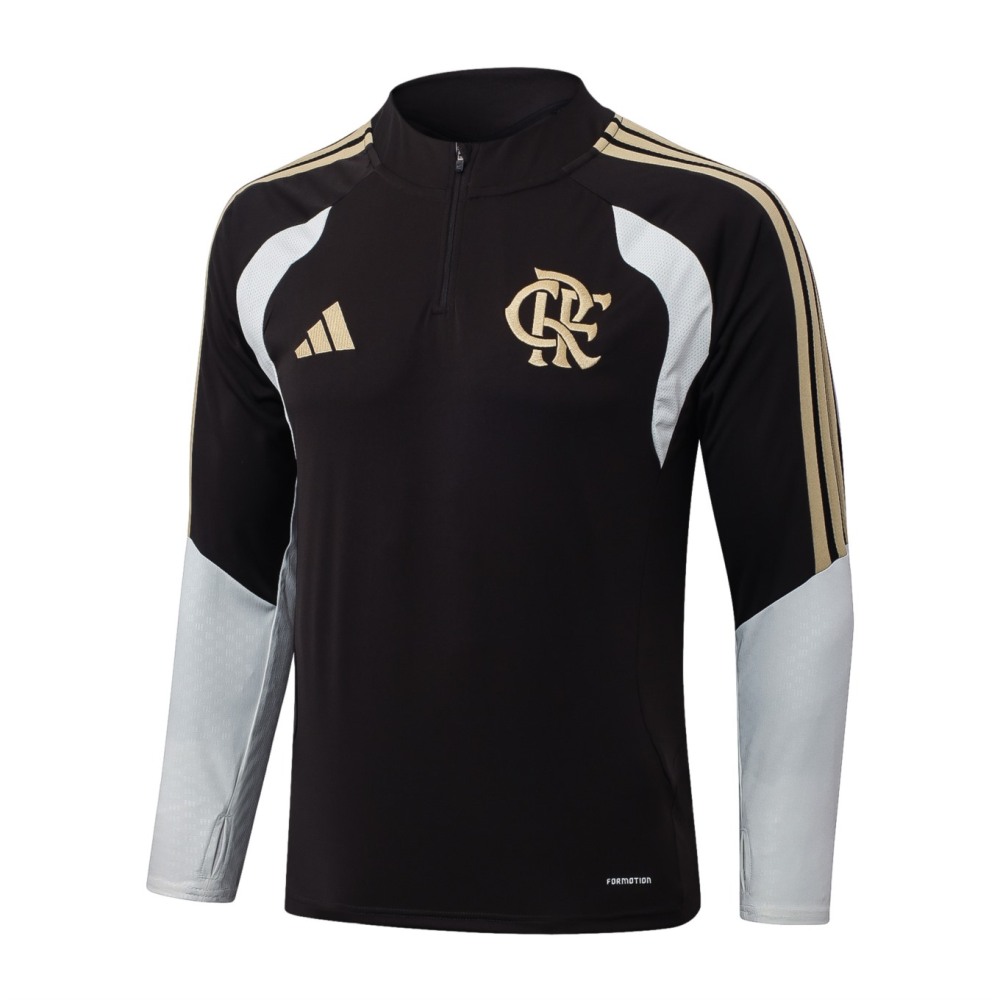 2026 Flamengo Dark brown Long-sleeved half-pull training kit