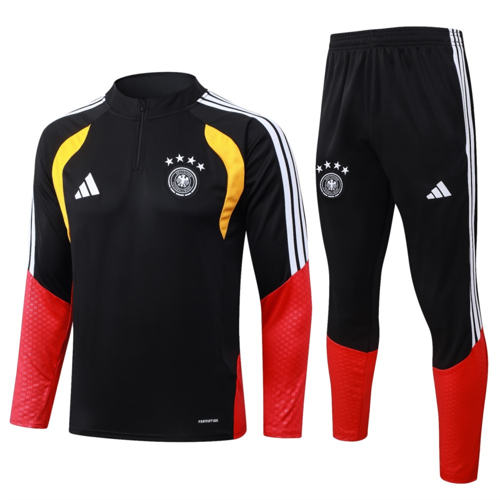 2026 Germany Black Long-sleeved half-pull training kit