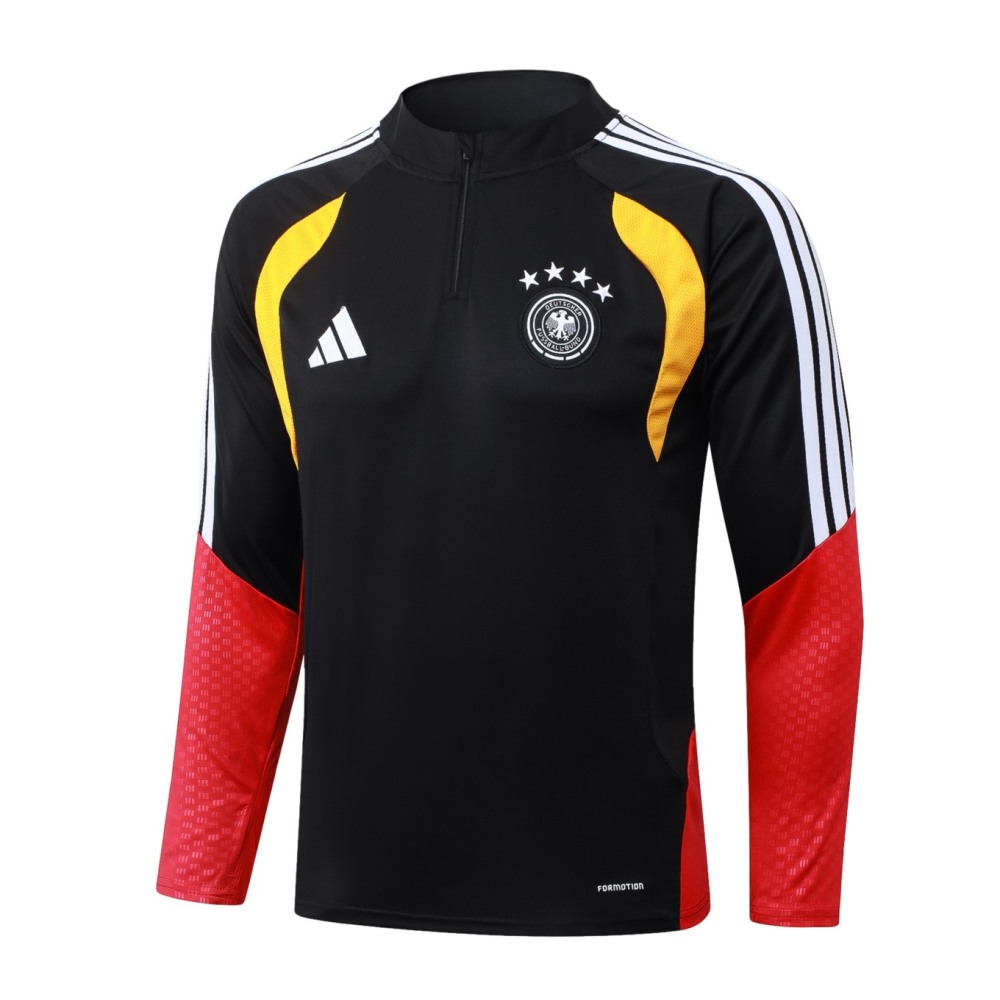 2026 Germany Black Long-sleeved half-pull training kit