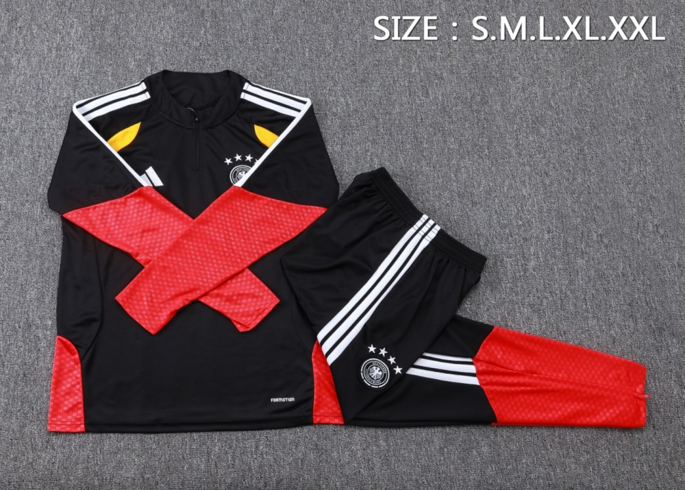 2026 Germany Black Long-sleeved half-pull training kit