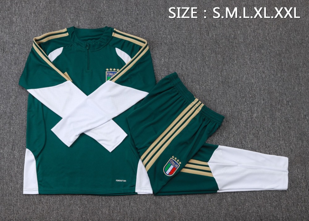 2026 Italy Dark green Long-sleeved half-pull training kit