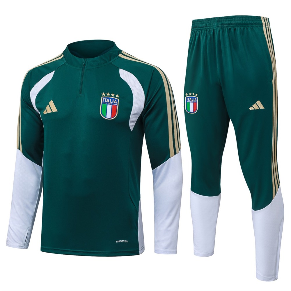 2026 Italy Dark green Long-sleeved half-pull training kit