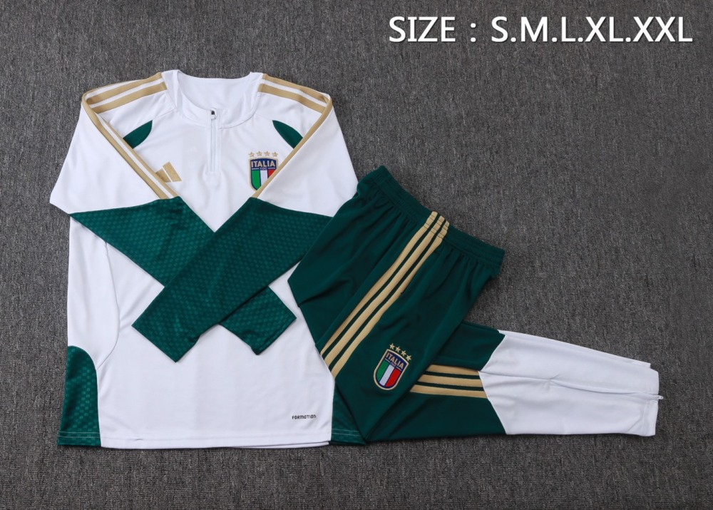 2026 Italy White Long-sleeved half-pull training kit