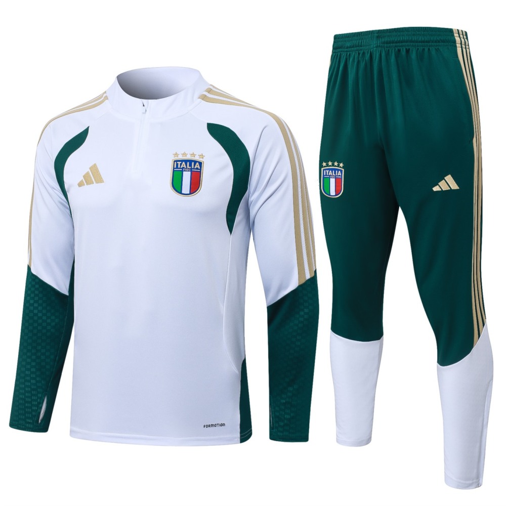 2026 Italy White Long-sleeved half-pull training kit