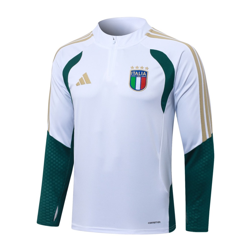 2026 Italy White Long-sleeved half-pull training kit
