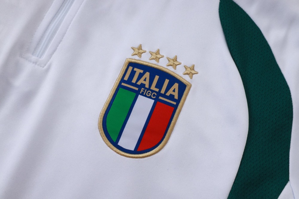 2026 Italy White Long-sleeved half-pull training kit