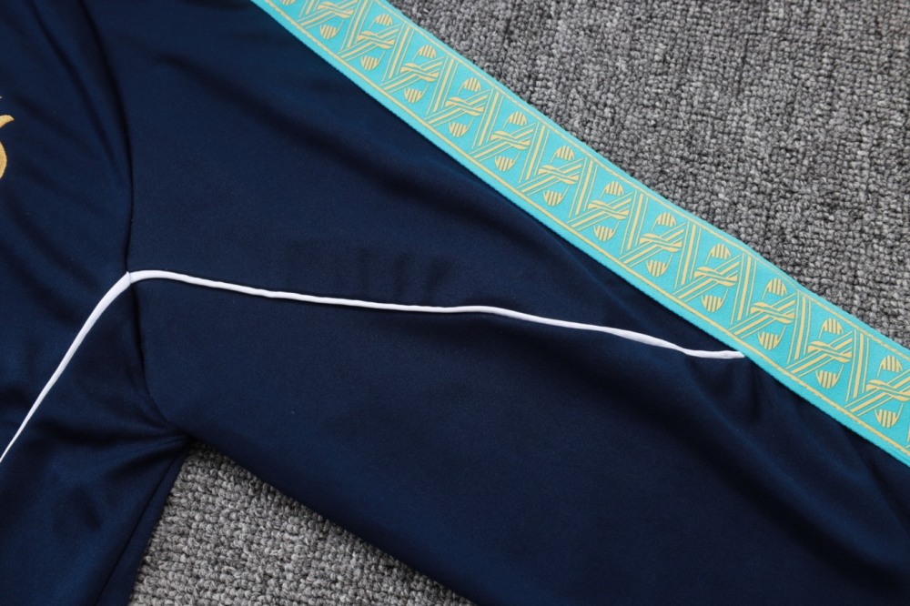 2026 Marseilles cyan Long-sleeved half-pull training kit