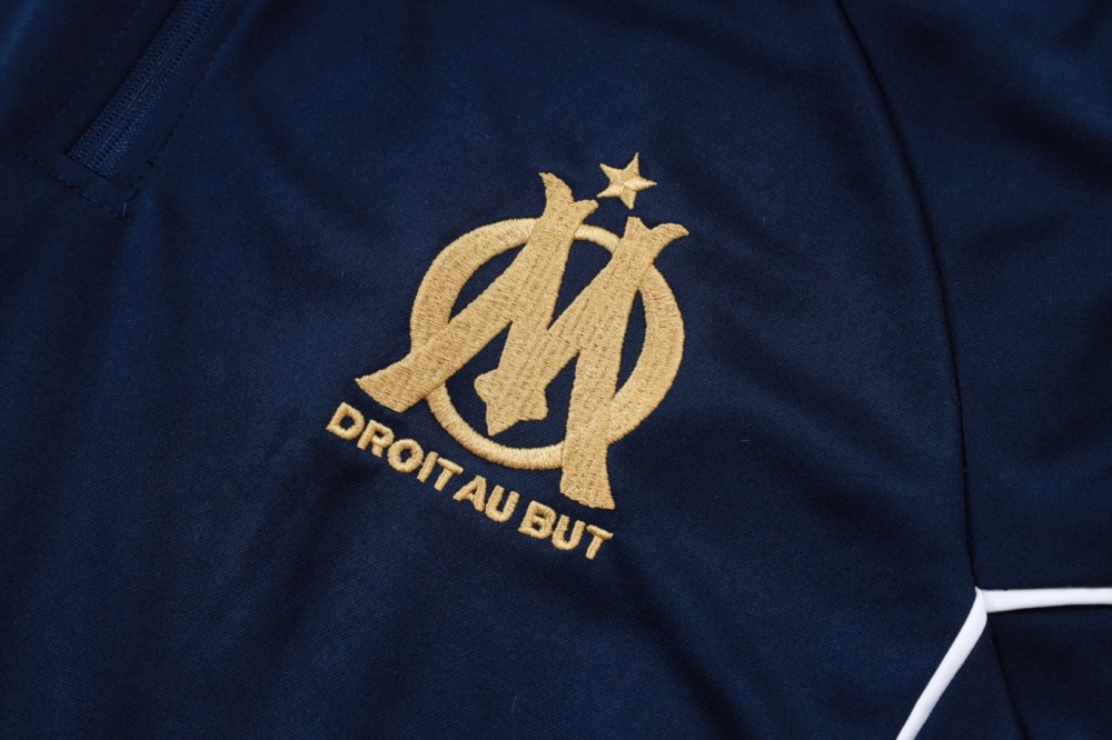 2026 Marseilles cyan Long-sleeved half-pull training kit