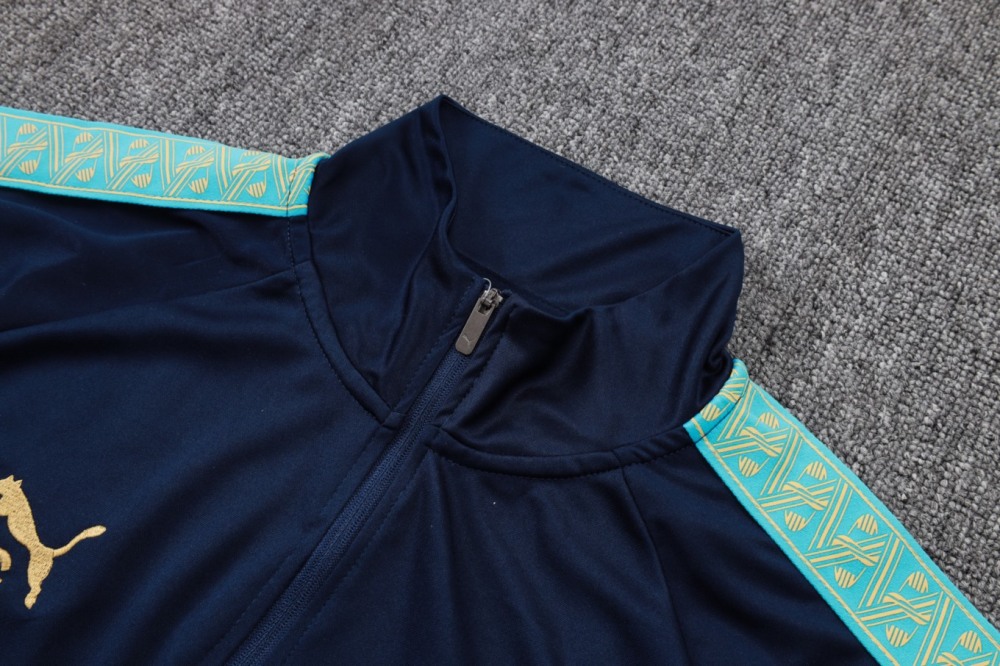 2026 Marseilles cyan Long-sleeved half-pull training kit
