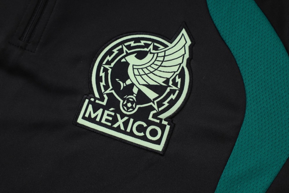 2026 Mexico Black Long-sleeved half-pull training kit