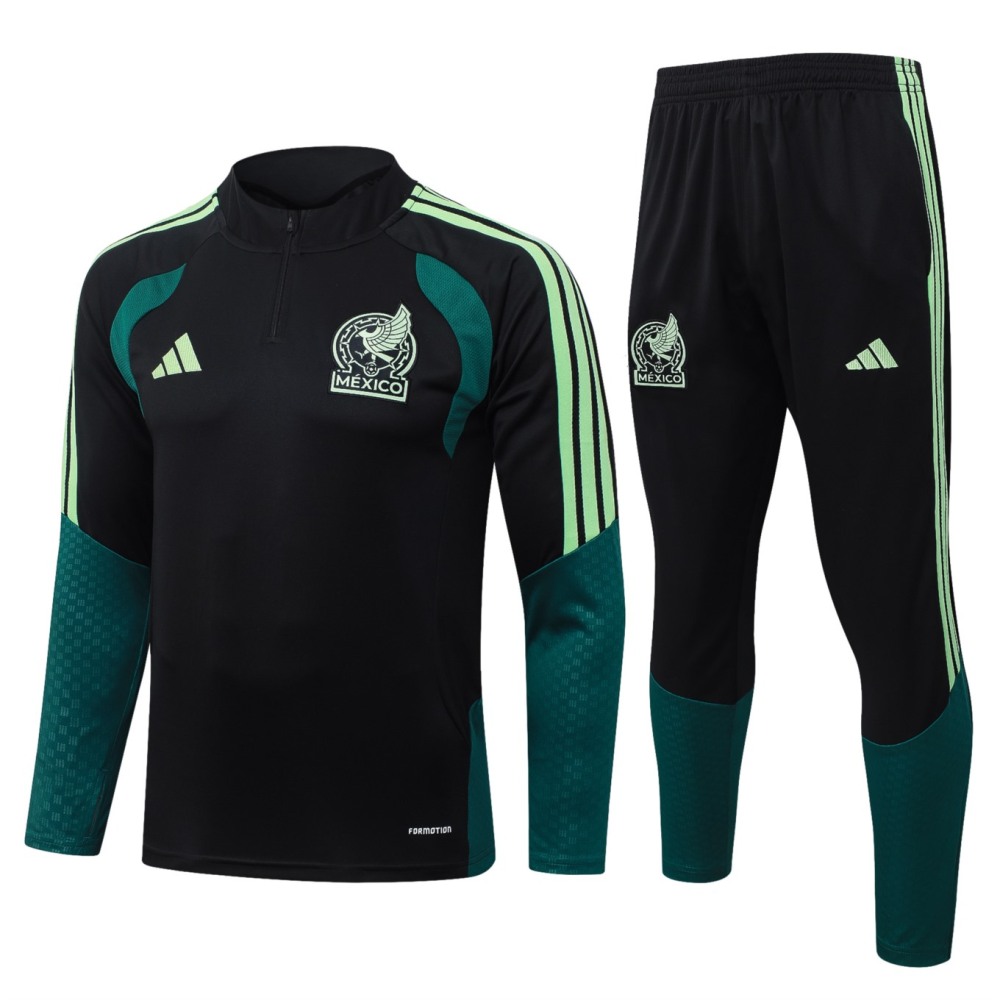 2026 Mexico Black Long-sleeved half-pull training kit