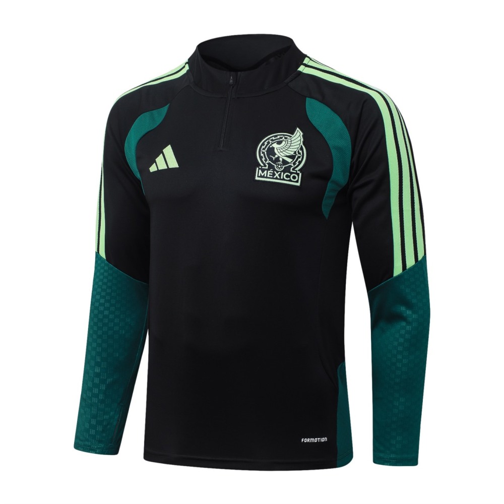 2026 Mexico Black Long-sleeved half-pull training kit