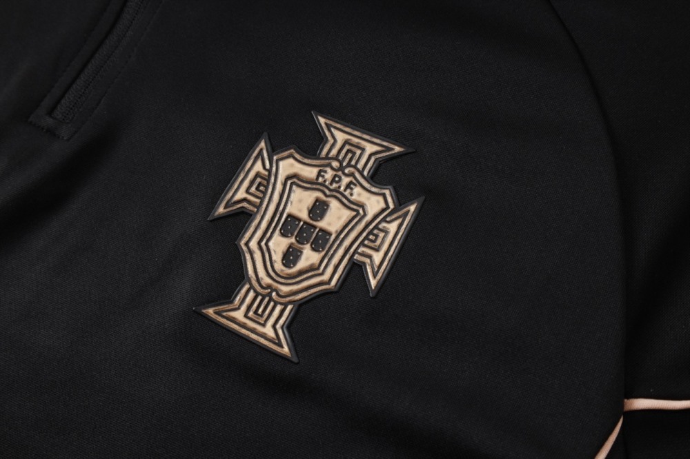 2026 Portugal Black Long-sleeved half-pull training kit