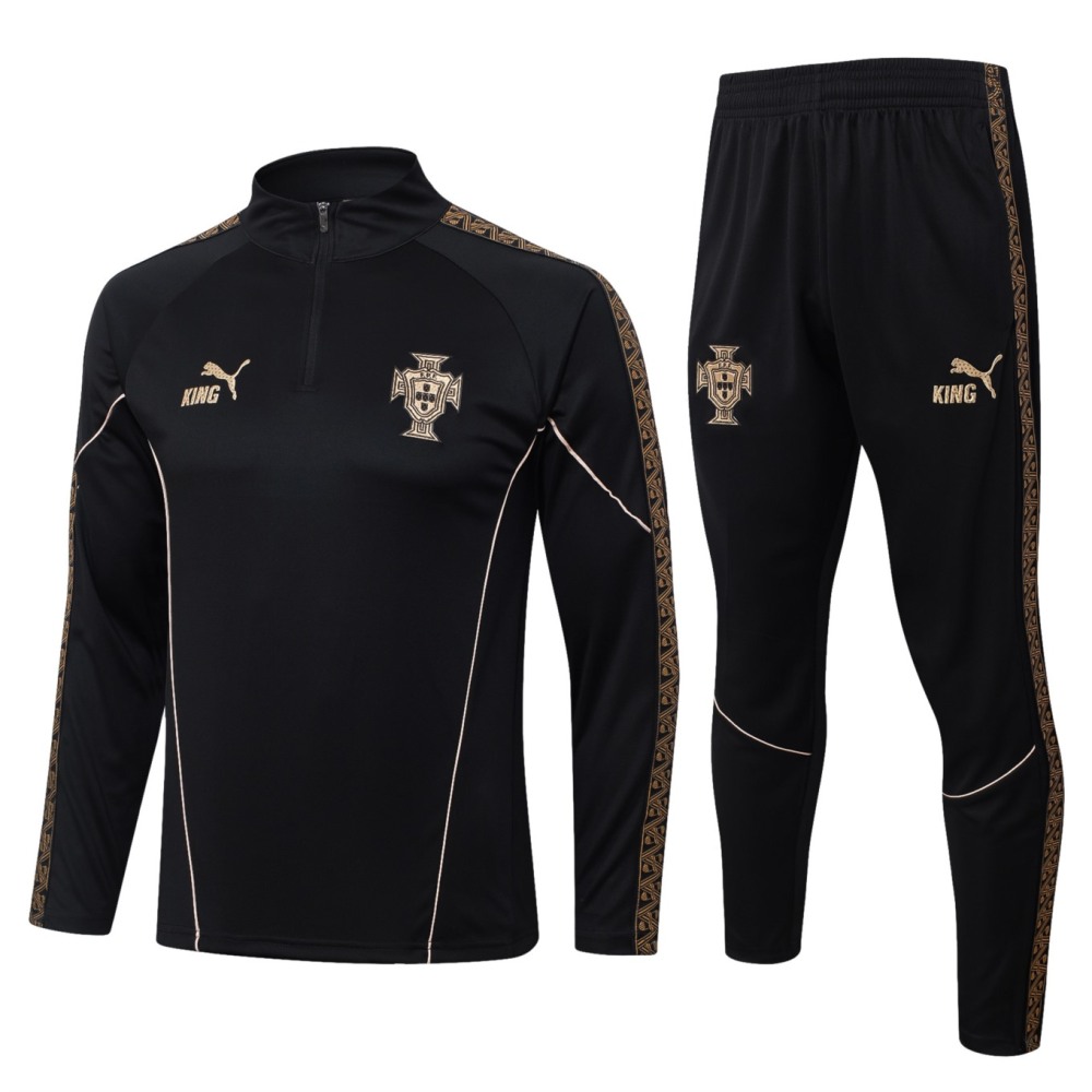 2026 Portugal Black Long-sleeved half-pull training kit
