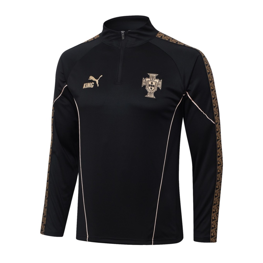 2026 Portugal Black Long-sleeved half-pull training kit