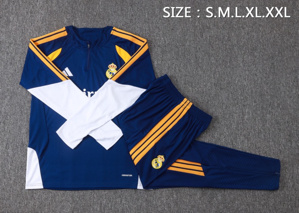 2026 Real Madrid Royal blue Long-sleeved half-pull training kit