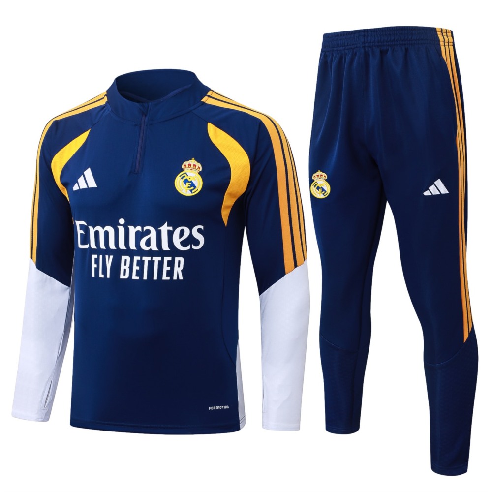 2026 Real Madrid Royal blue Long-sleeved half-pull training kit