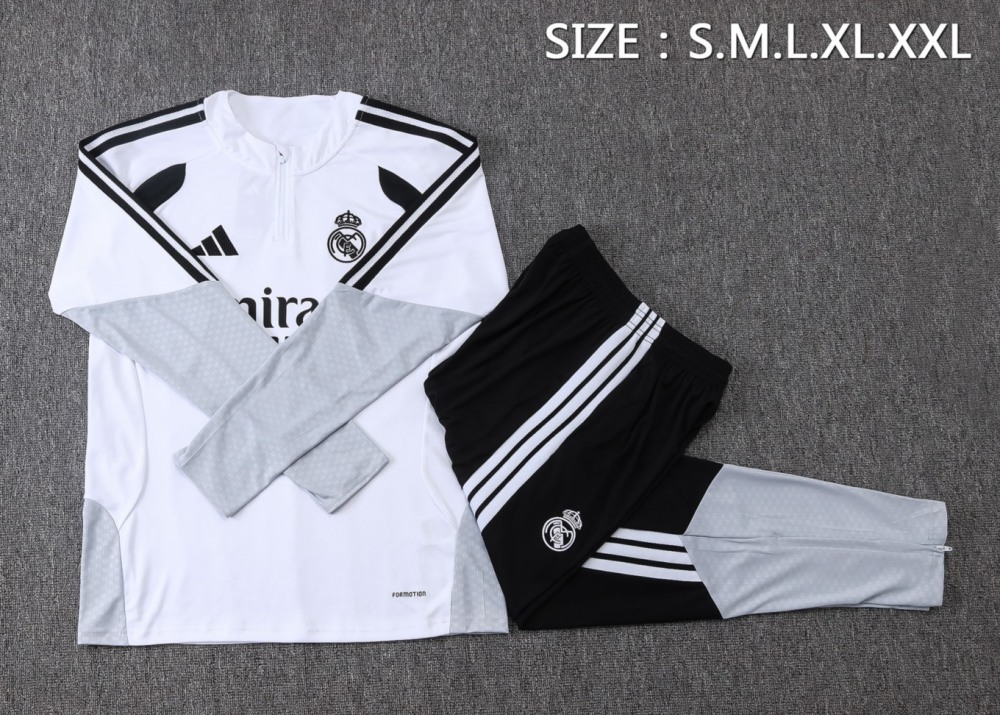 2026 Real Madrid White Long-sleeved half-pull training kit
