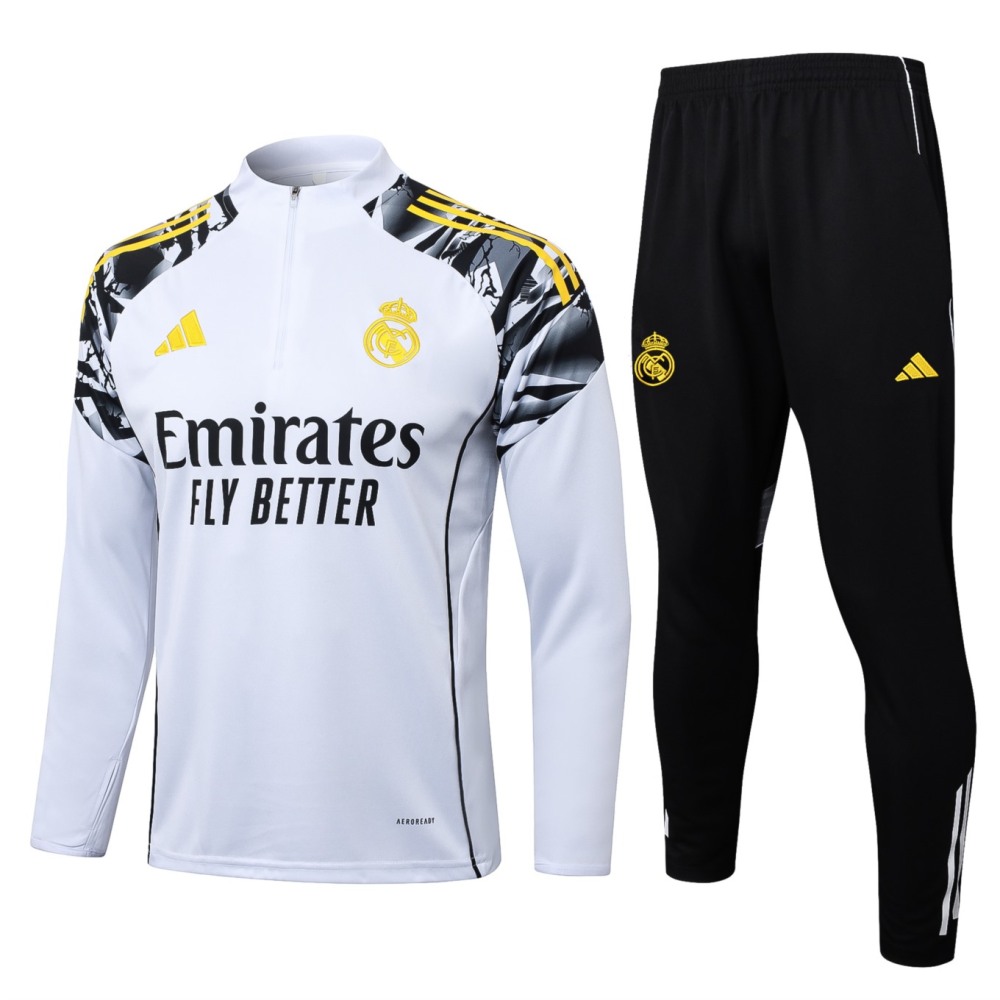 2026 Real Madrid White Long-sleeved half-pull training kit