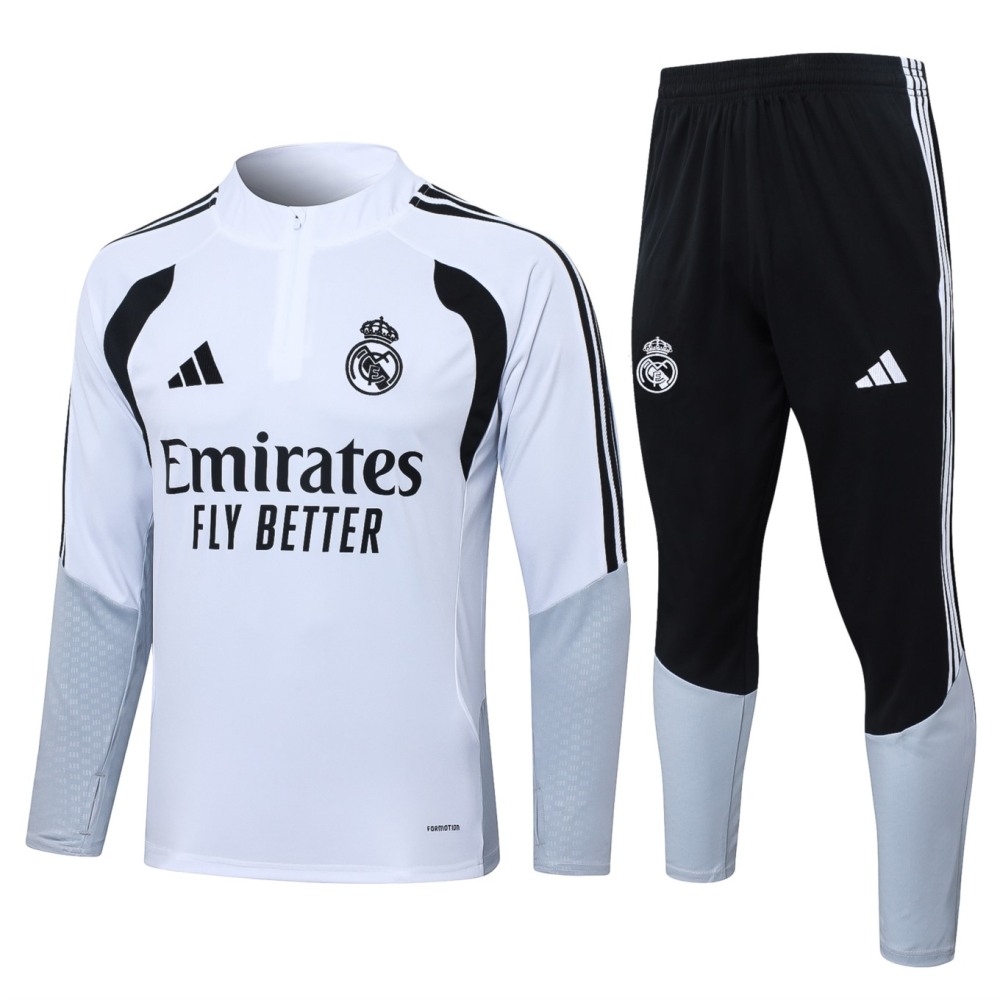 2026 Real Madrid White Long-sleeved half-pull training kit