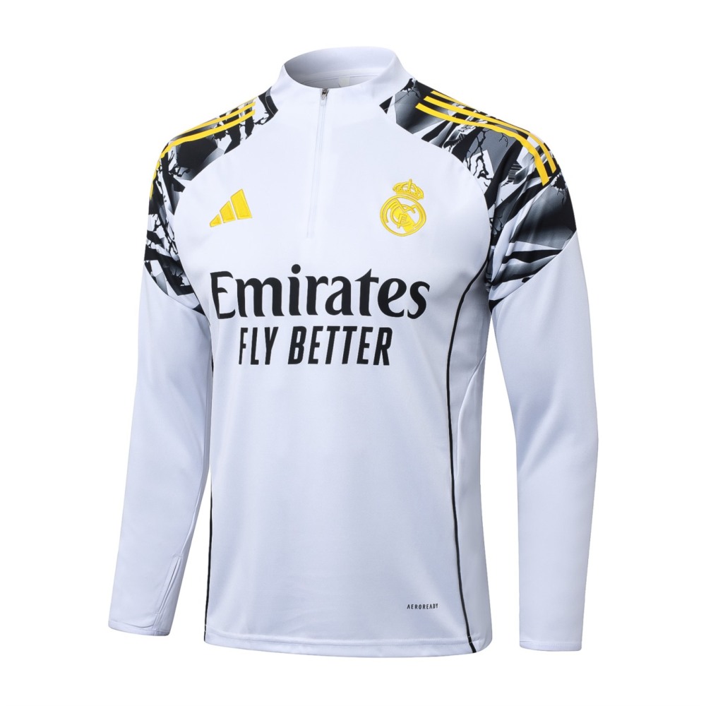 2026 Real Madrid White Long-sleeved half-pull training kit