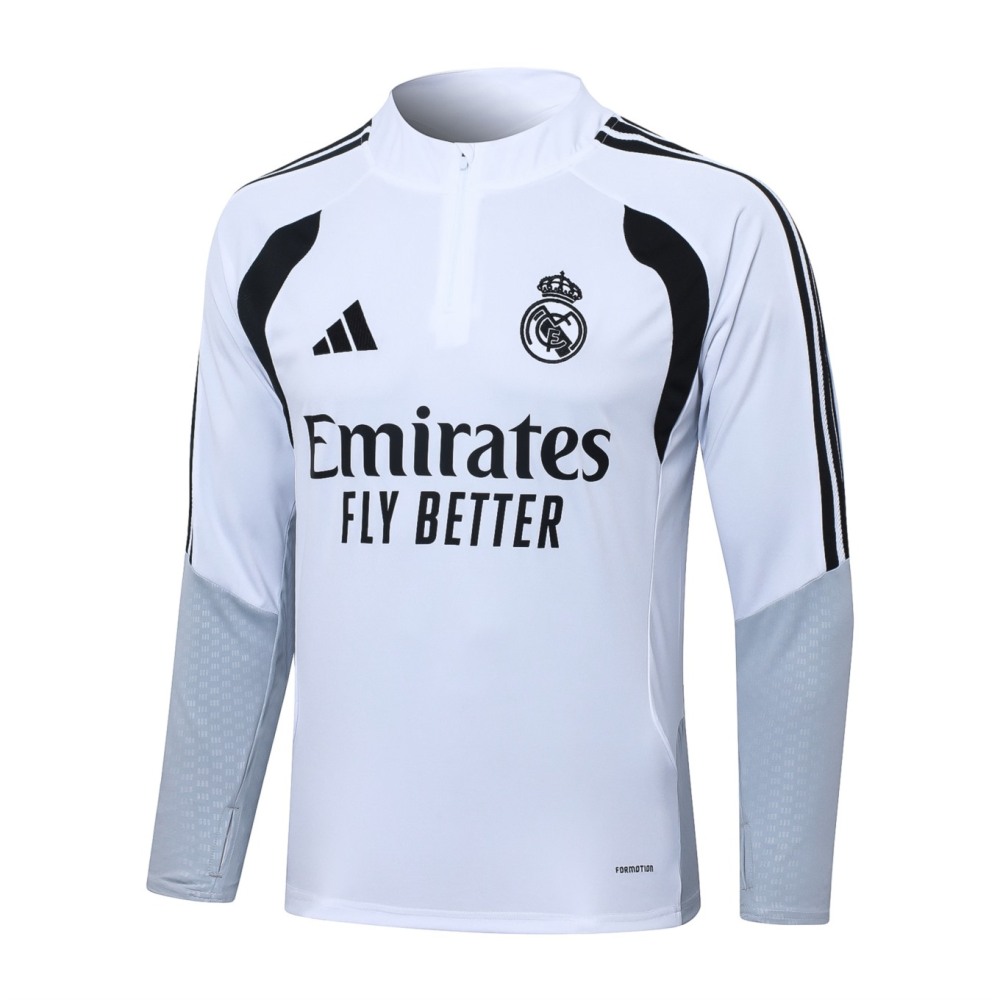 2026 Real Madrid White Long-sleeved half-pull training kit