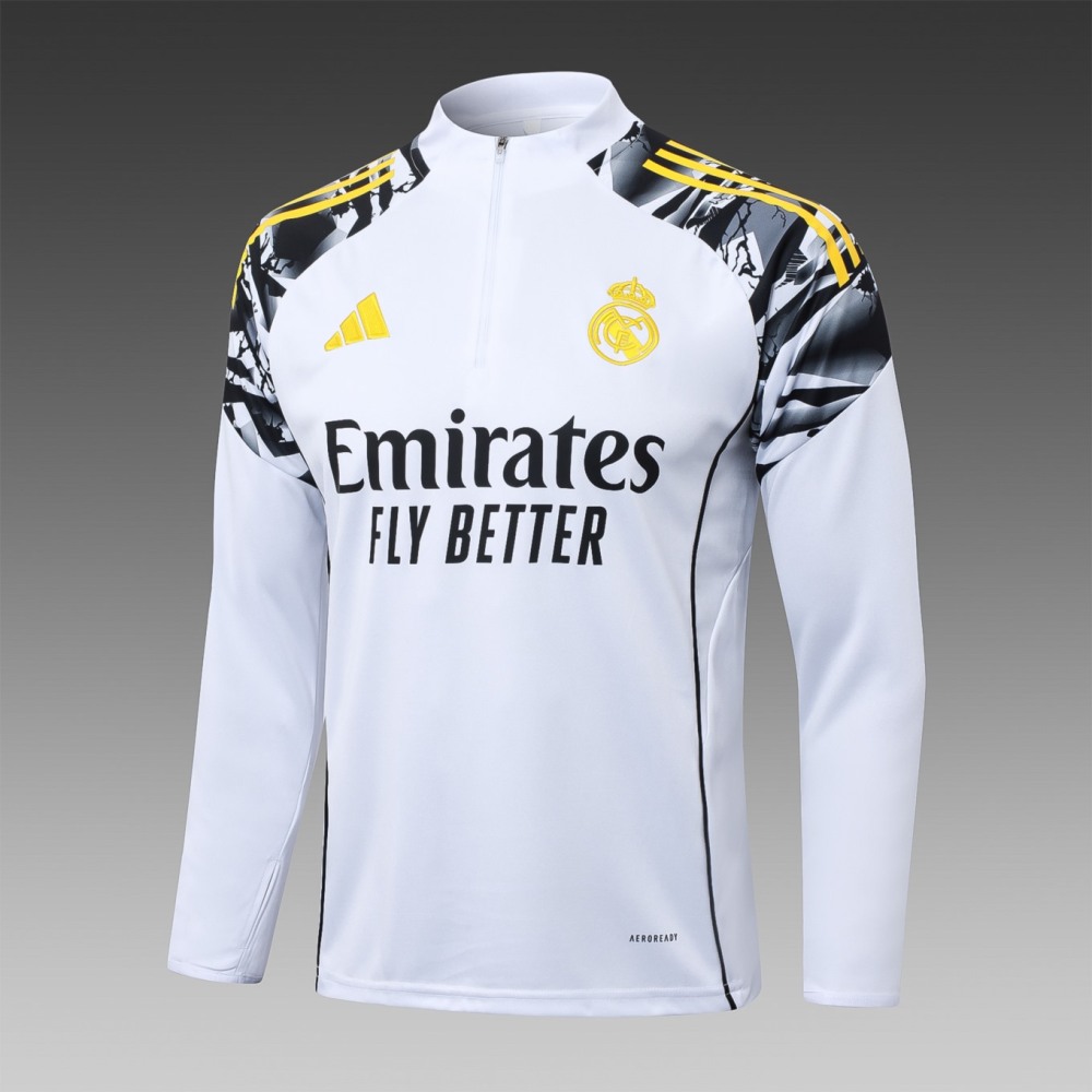 2026 Real Madrid White Long-sleeved half-pull training kit