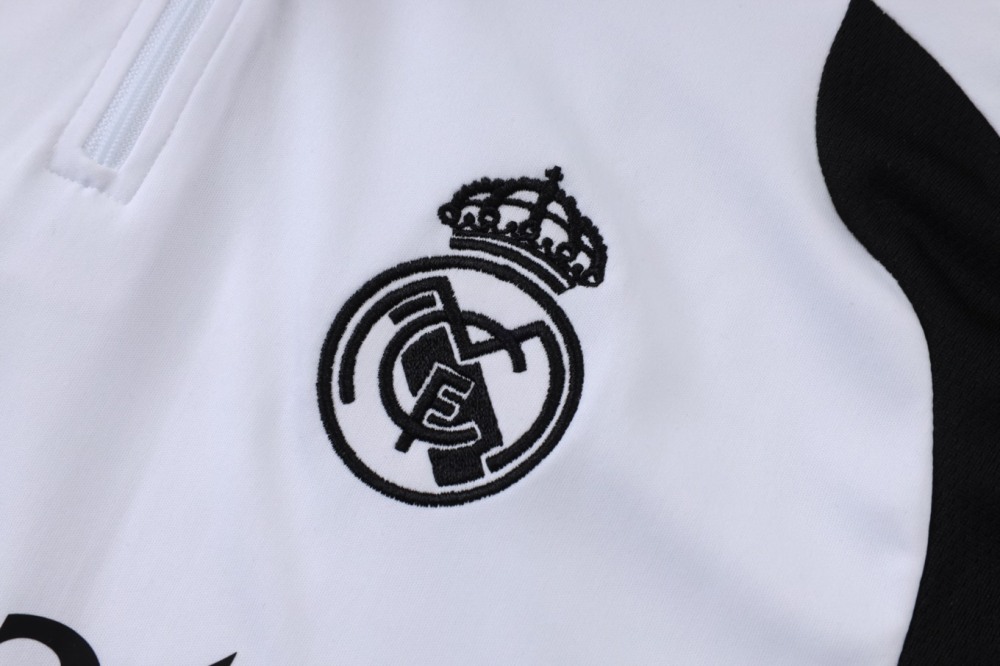 2026 Real Madrid White Long-sleeved half-pull training kit