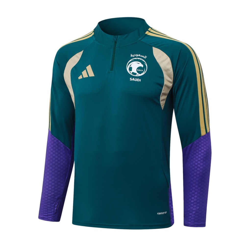 2026 Saudi Arabia Dark green Long-sleeved half-pull training kit