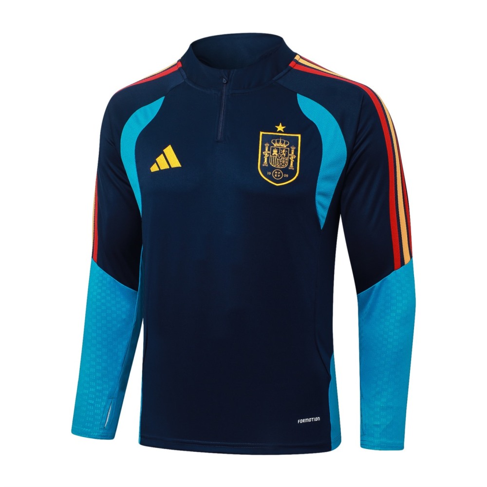 2026 Spain Royal blue Long-sleeved half-pull training kit