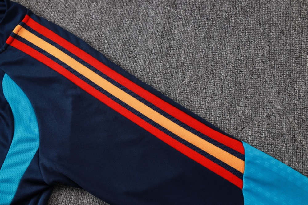 2026 Spain Royal blue Long-sleeved half-pull training kit