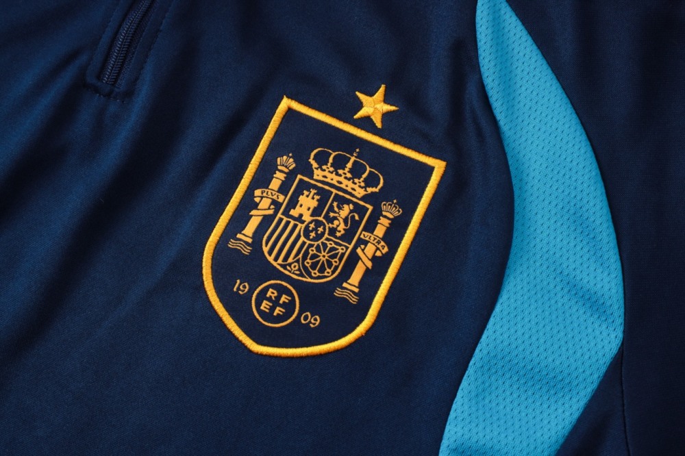 2026 Spain Royal blue Long-sleeved half-pull training kit