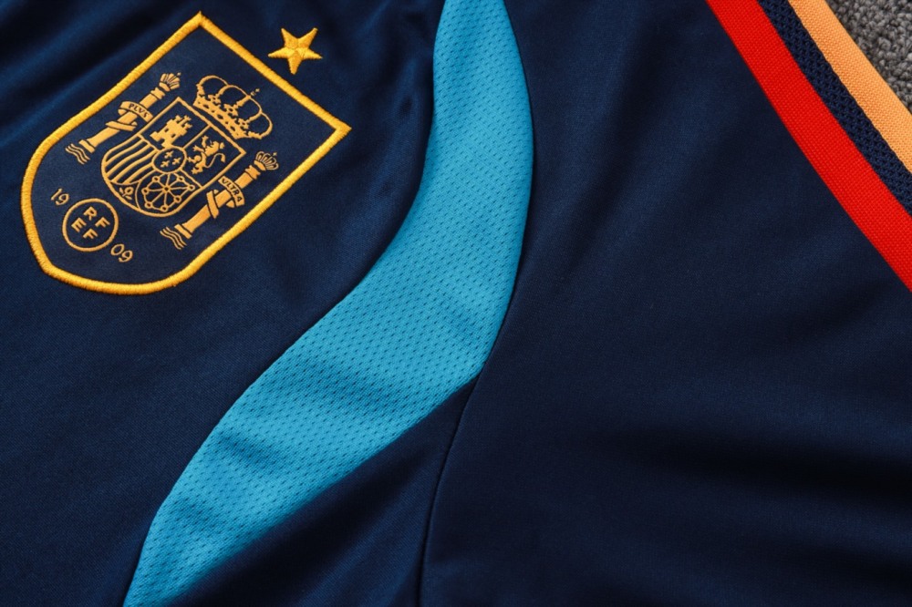 2026 Spain Royal blue Long-sleeved half-pull training kit