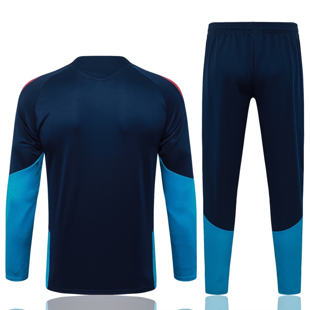 2026 Spain Royal blue Long-sleeved half-pull training kit