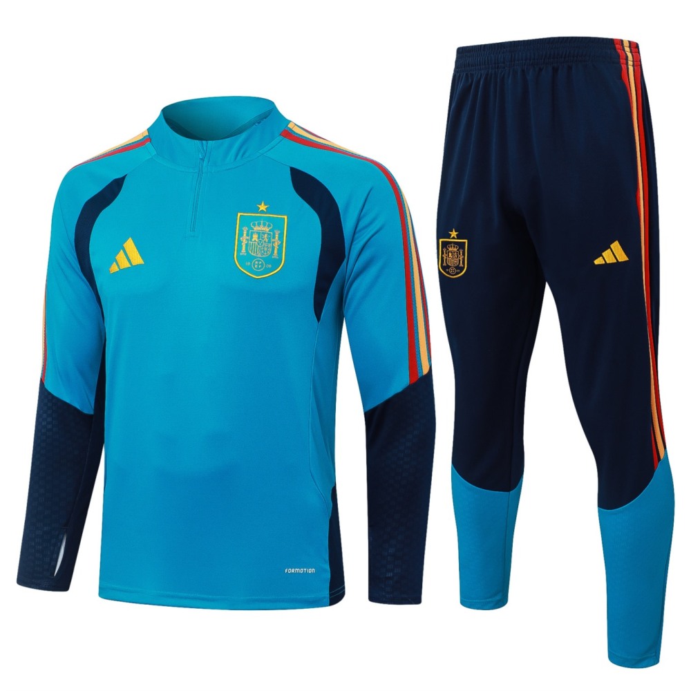 2026 Spain Sky blue Long-sleeved half-pull training kit