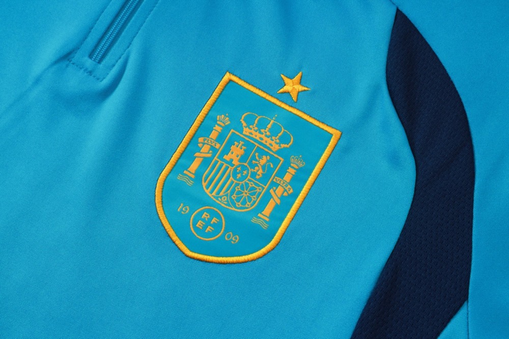 2026 Spain Sky blue Long-sleeved half-pull training kit