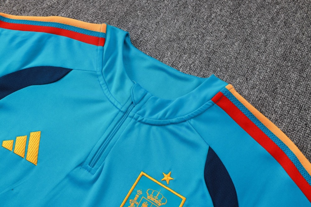 2026 Spain Sky blue Long-sleeved half-pull training kit